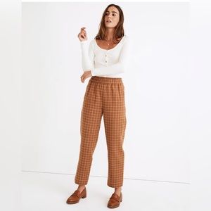 SOLD: Madewell Waffleback Pull-On High-Rise Tapered Pants in Windowpane